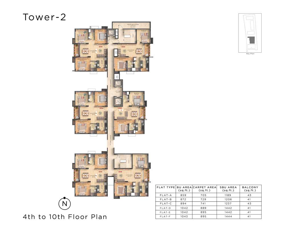 Tower 2 : 4th to 10th Floor Plan