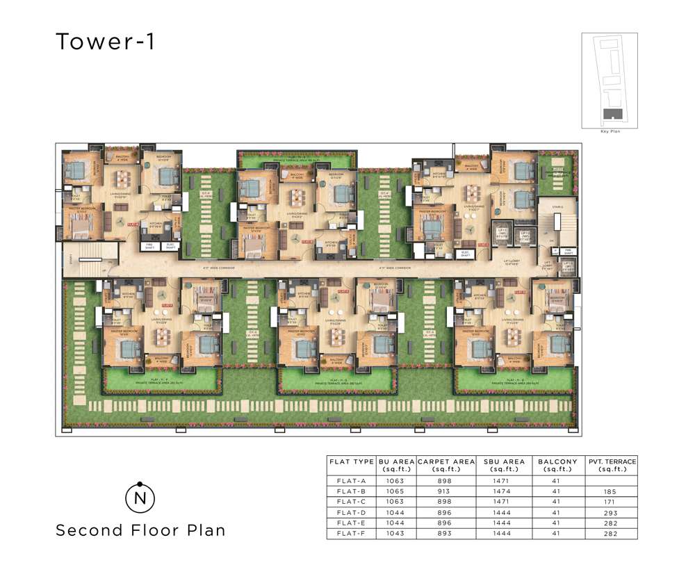 Tower 1 : 2nd Floor Plan
